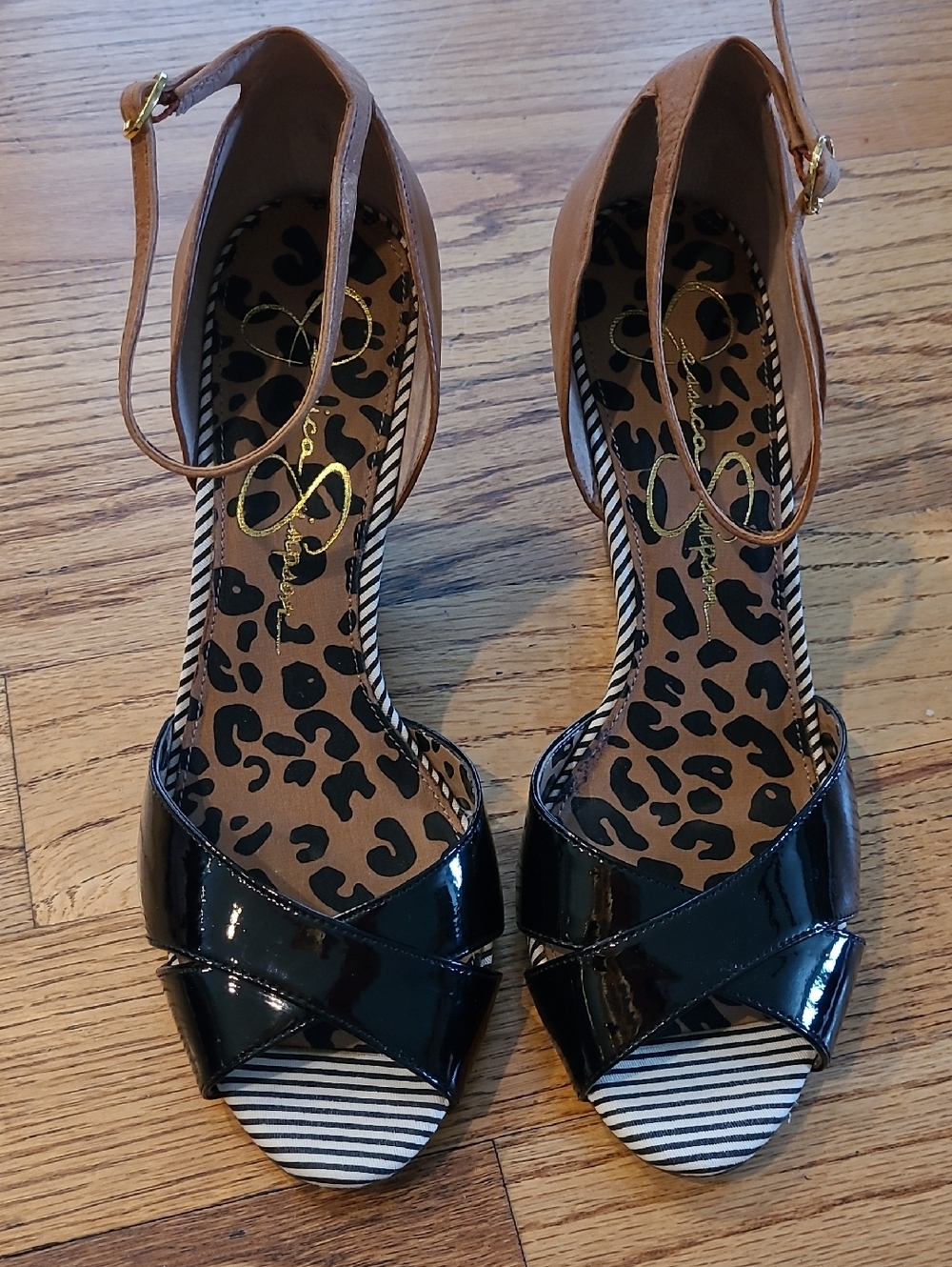 Jessica Simpson Patent and Leather Wedge Sandal